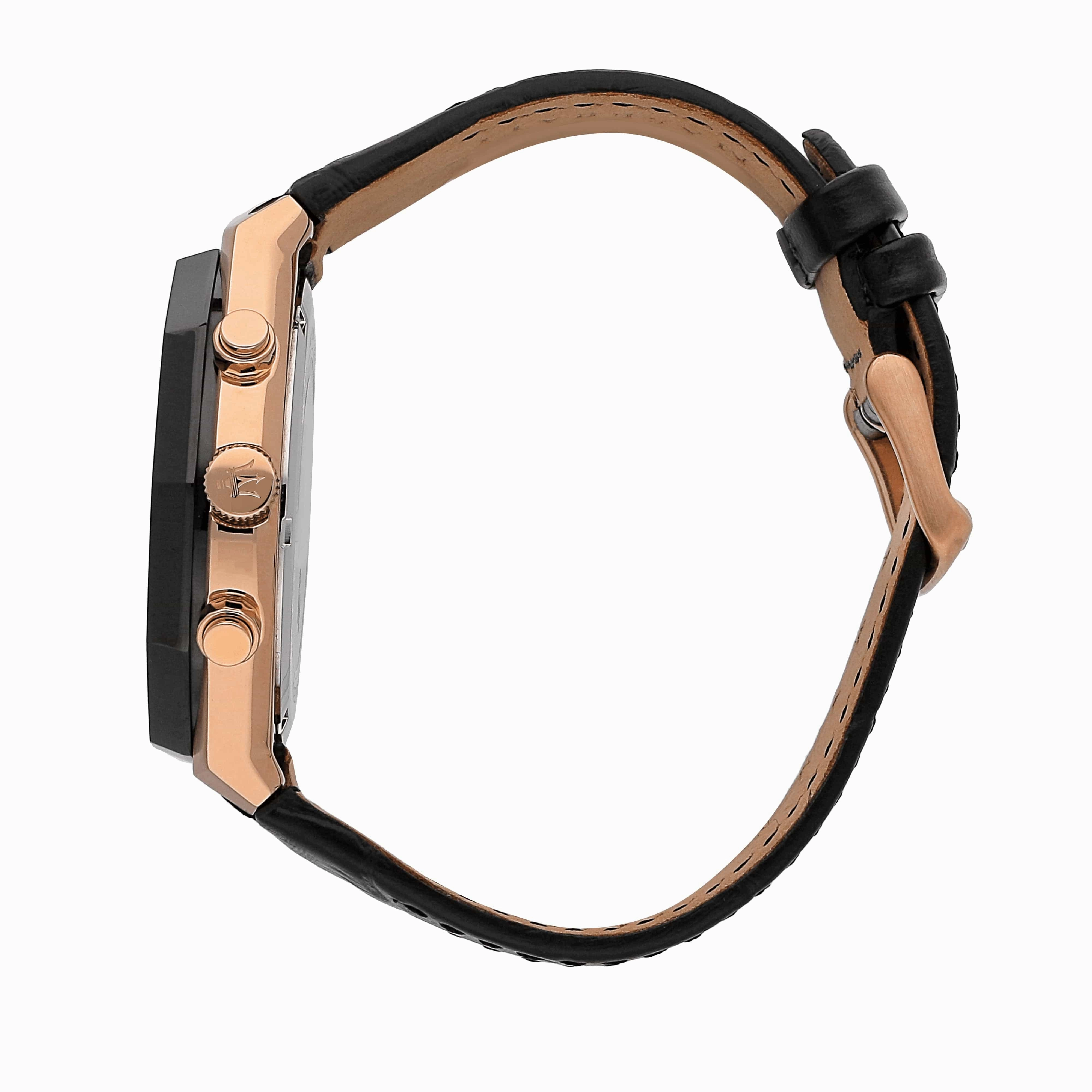 Maserati Stile Black Chronograph Watch Rose Gold