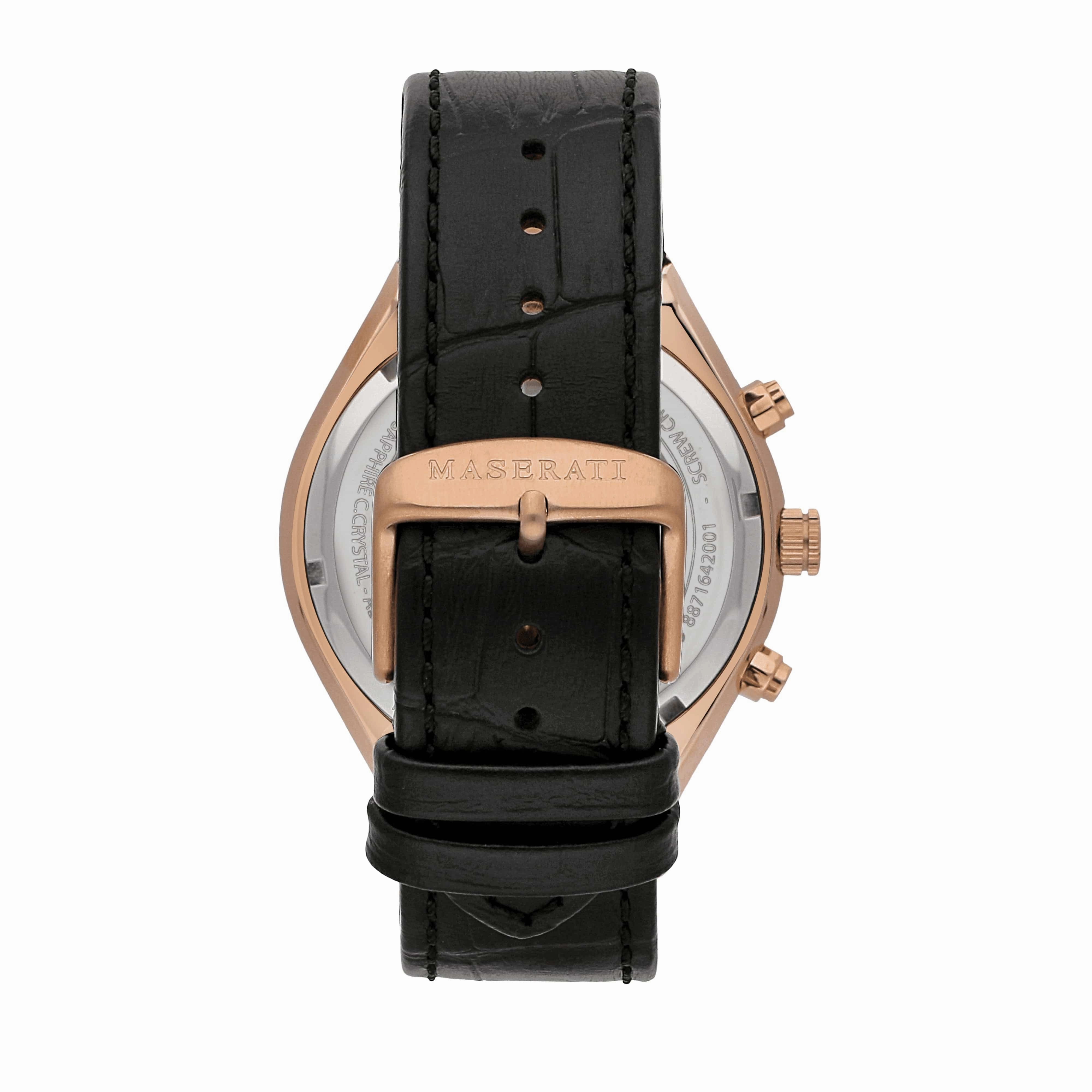 Maserati Stile Black Chronograph Watch Rose Gold