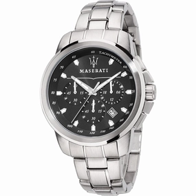 Maserati Successo 44mm Silver Watch Chronograph With Black DIal