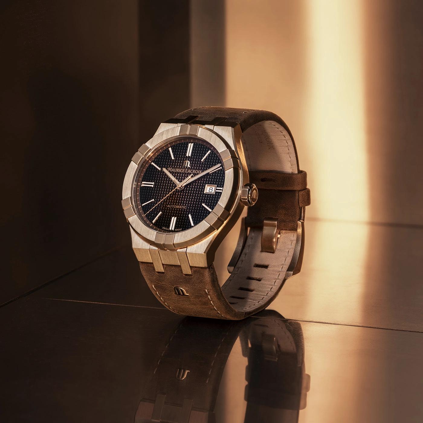 Maurice Lacroix Aikon Gents  Automatic Bronze Case Brown Leather Strap Watch