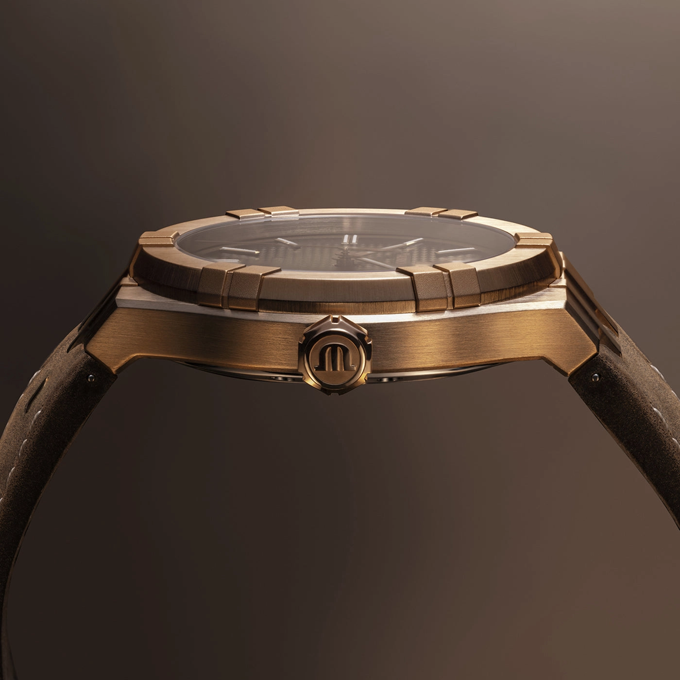 Maurice Lacroix Aikon Gents  Automatic Bronze Case Brown Leather Strap Watch