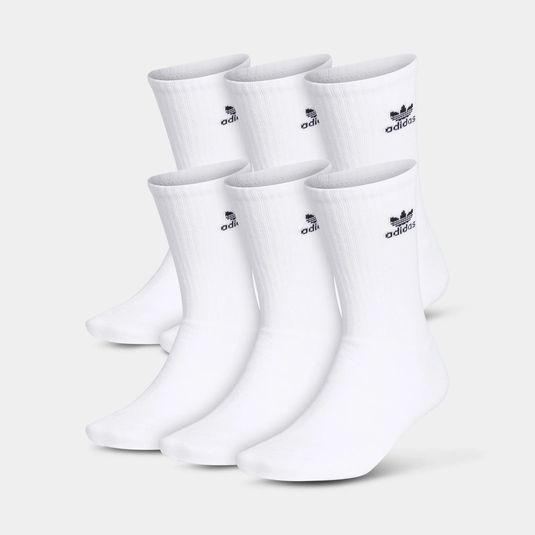 Mens Adidas adidas Originals Trefoil Crew Socks (6 Pack) White / Black