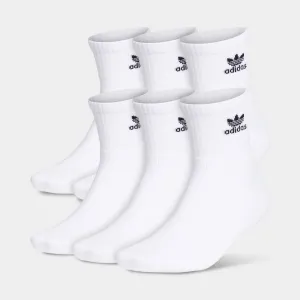 Mens Adidas adidas Originals Trefoil Quarter Socks (6 Pack) White / Black