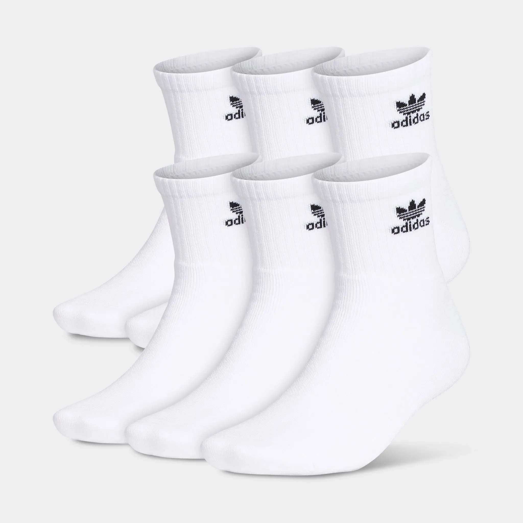 Mens Adidas adidas Originals Trefoil Quarter Socks (6 Pack) White / Black