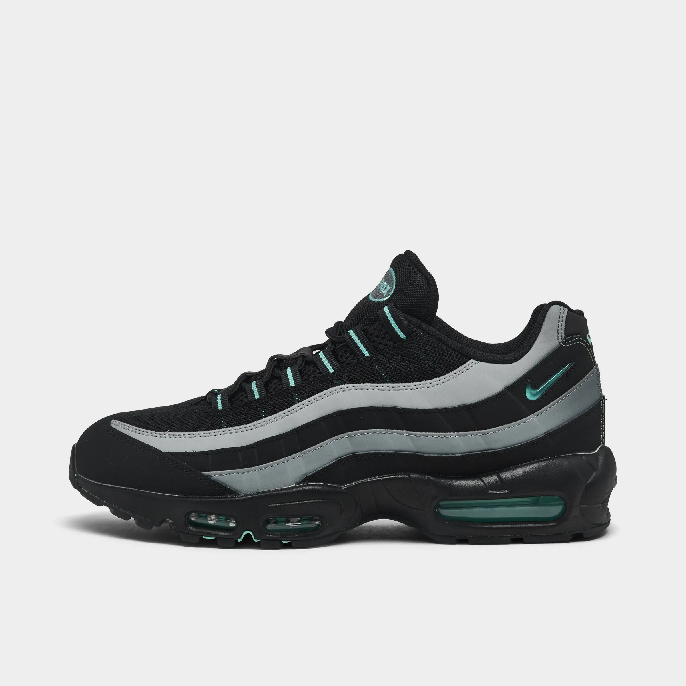 Mens Nike Nike Air Max 95 Black / Aurora Green - Cool Grey