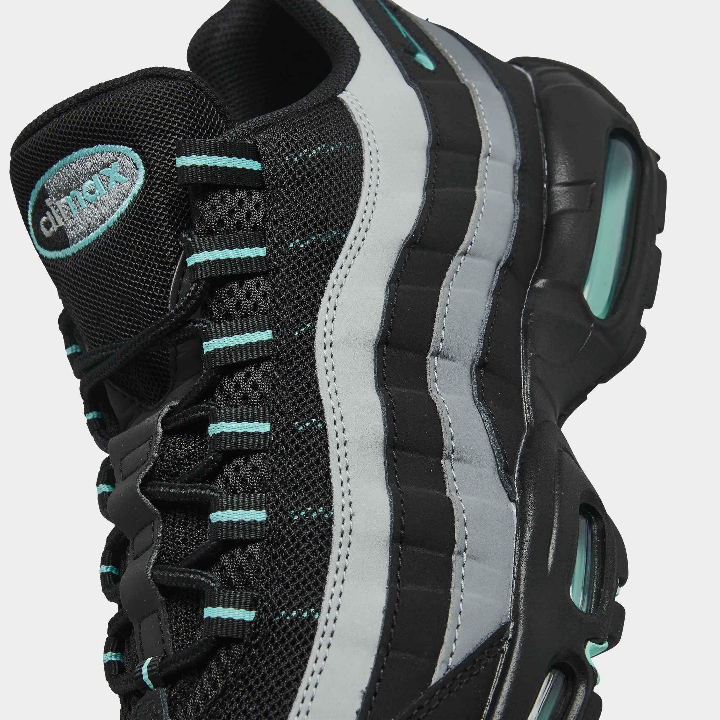 Mens Nike Nike Air Max 95 Black / Aurora Green - Cool Grey