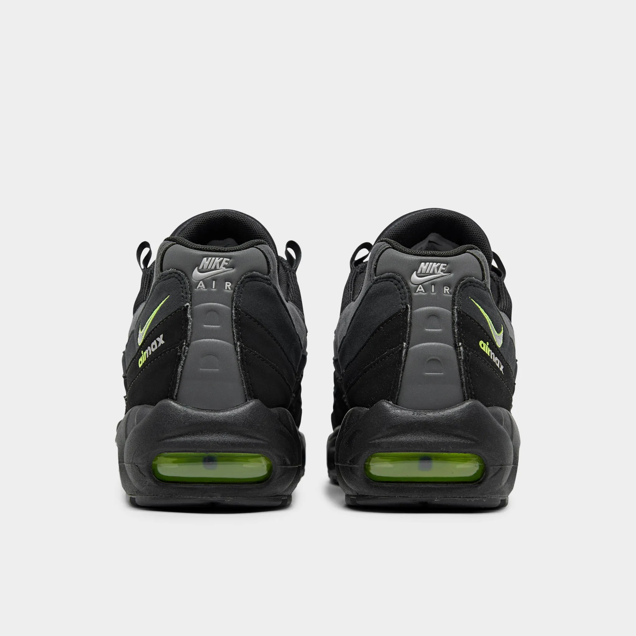 Mens Nike Nike Air Max 95 Black / Light Smoke Grey - Volt