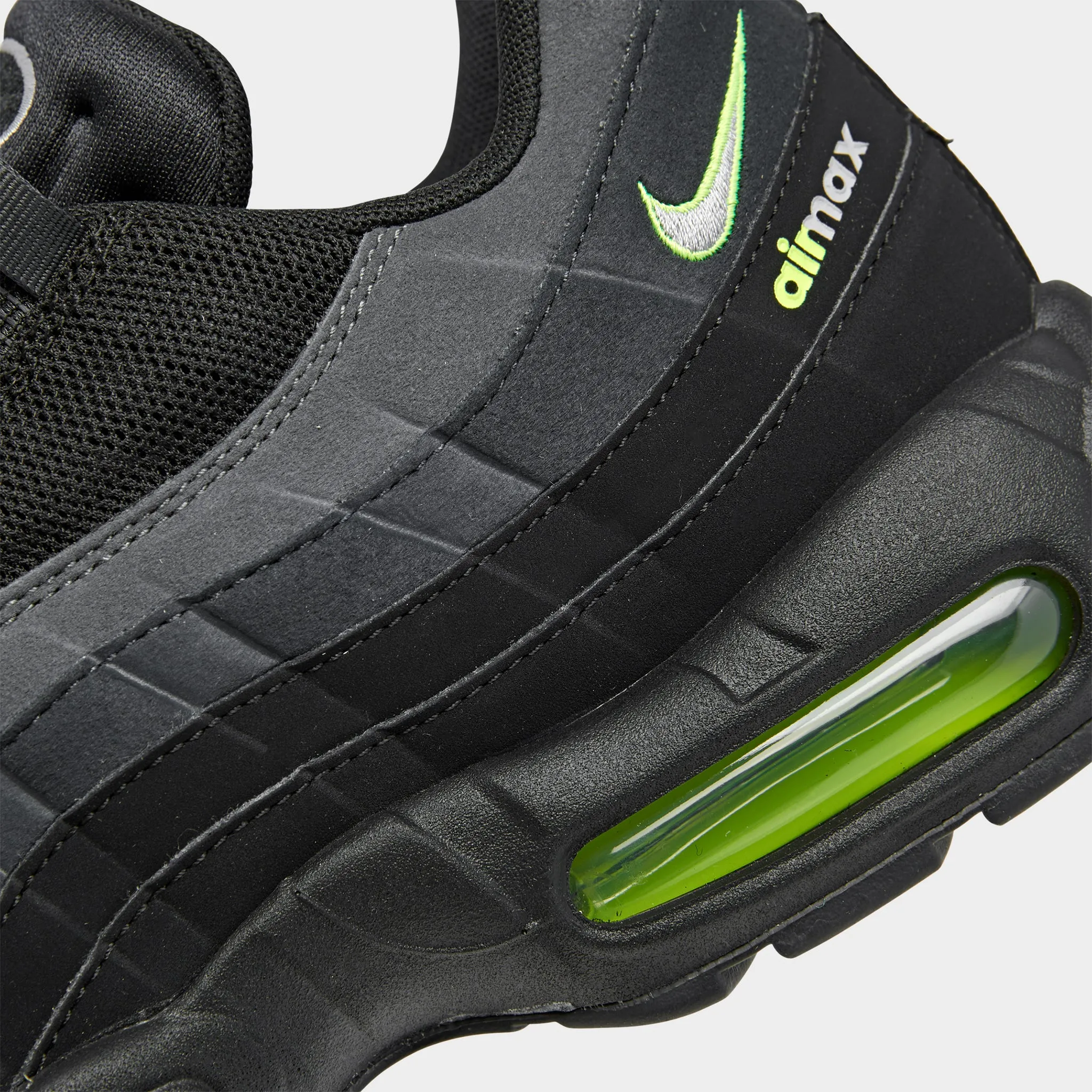 Mens Nike Nike Air Max 95 Black / Light Smoke Grey - Volt