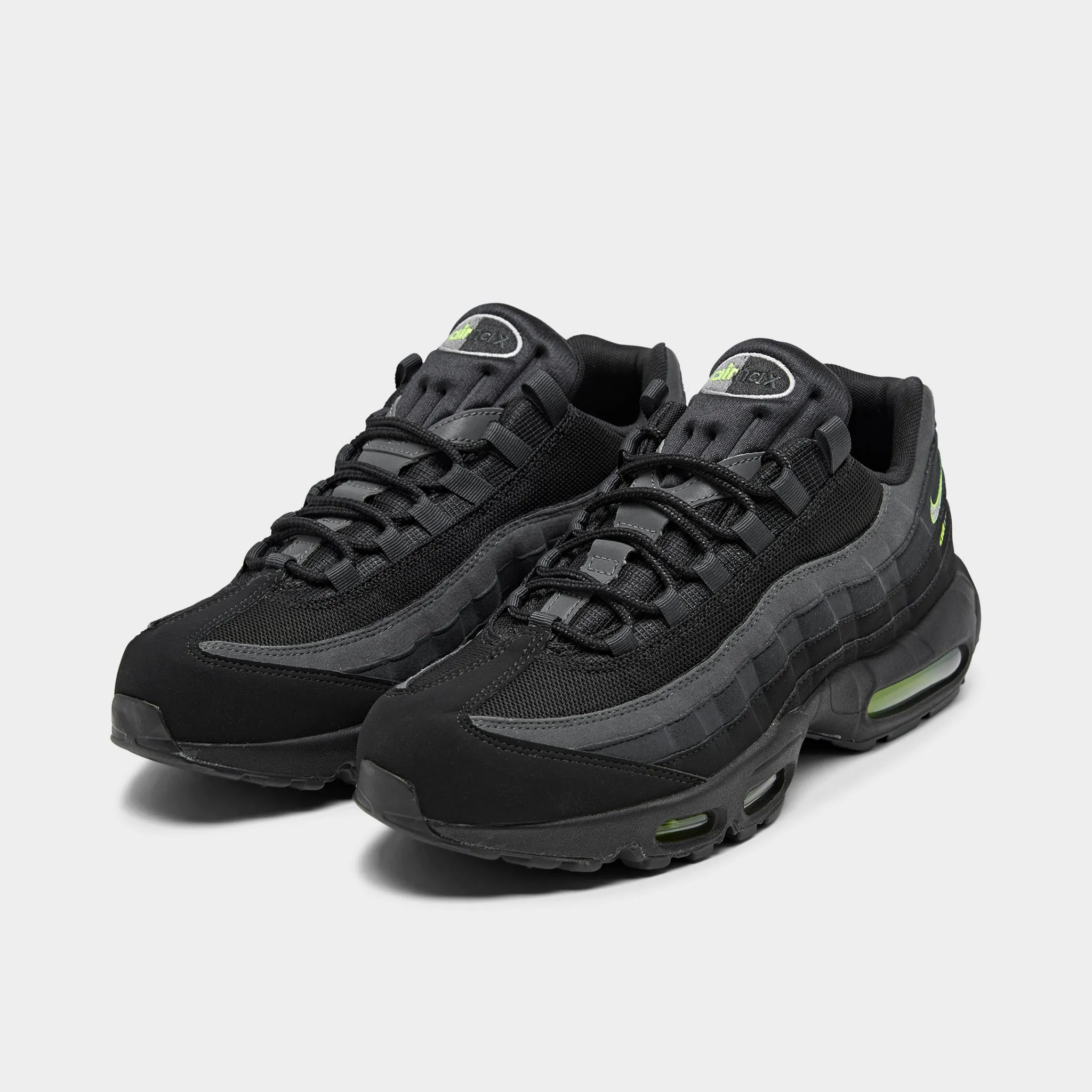 Mens Nike Nike Air Max 95 Black / Light Smoke Grey - Volt