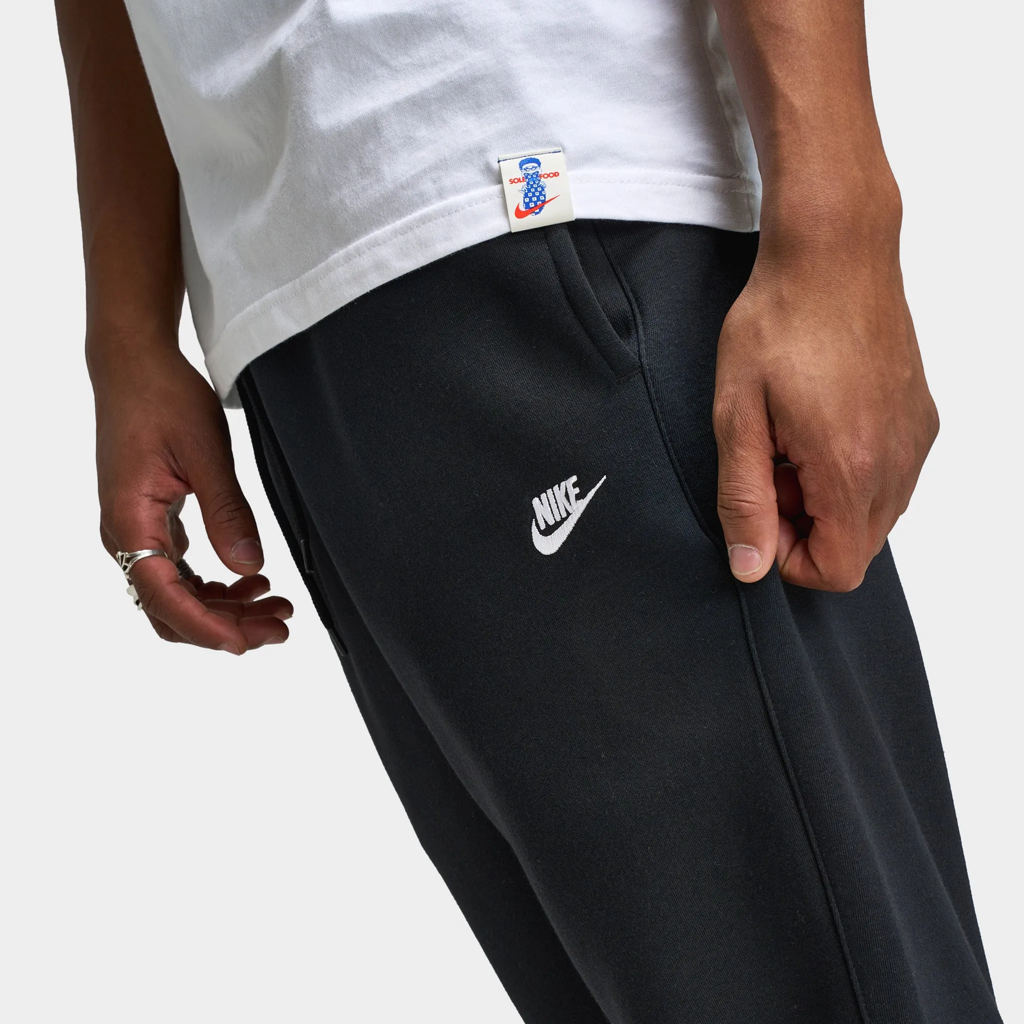 Mens Nike Nike Club Joggers Black / Black - White