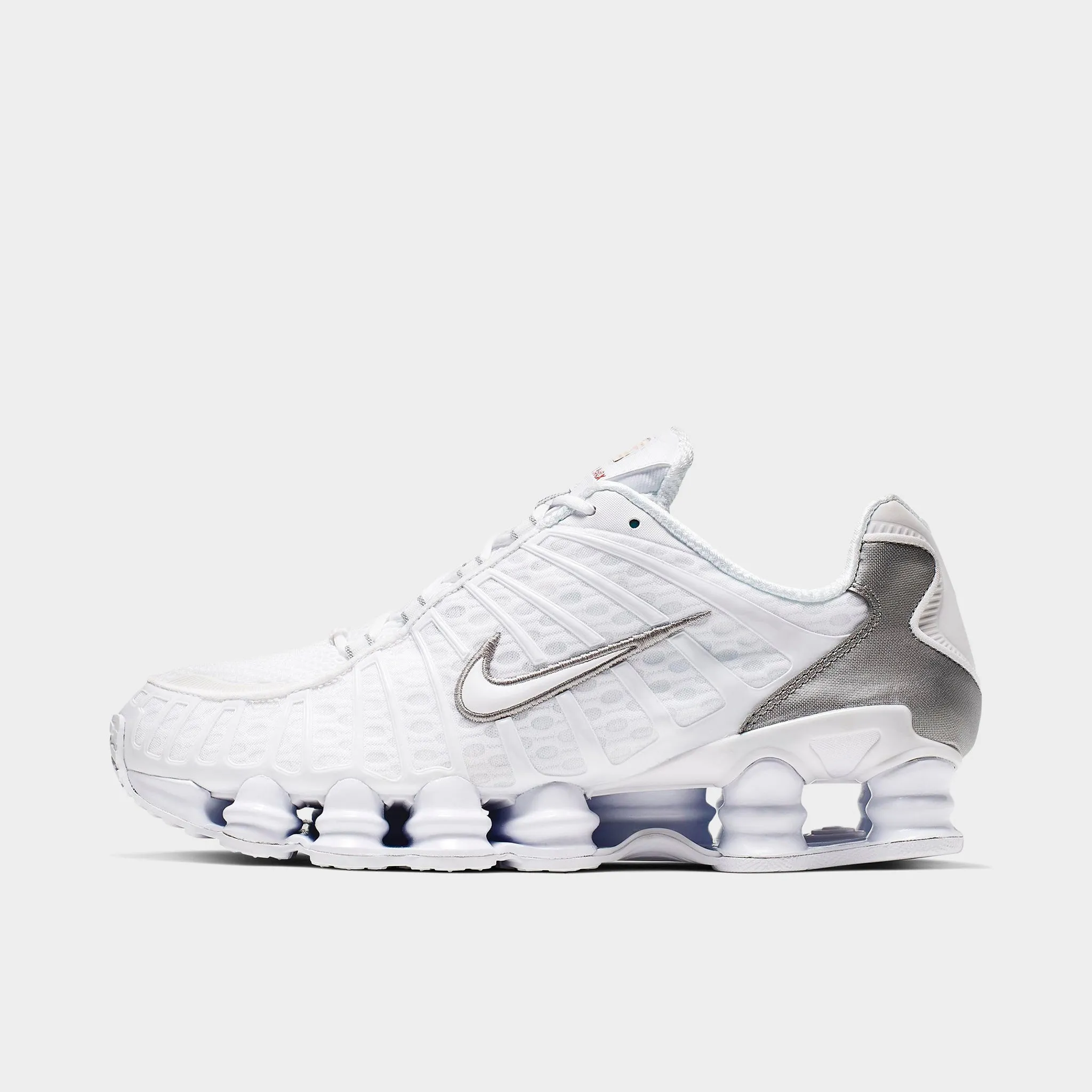 Mens Nike Nike Shox TL White / White - Metallic Silver
