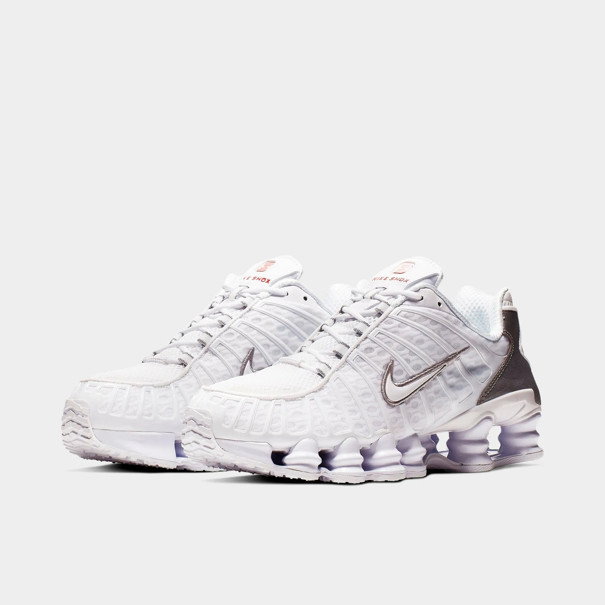 Mens Nike Nike Shox TL White / White - Metallic Silver