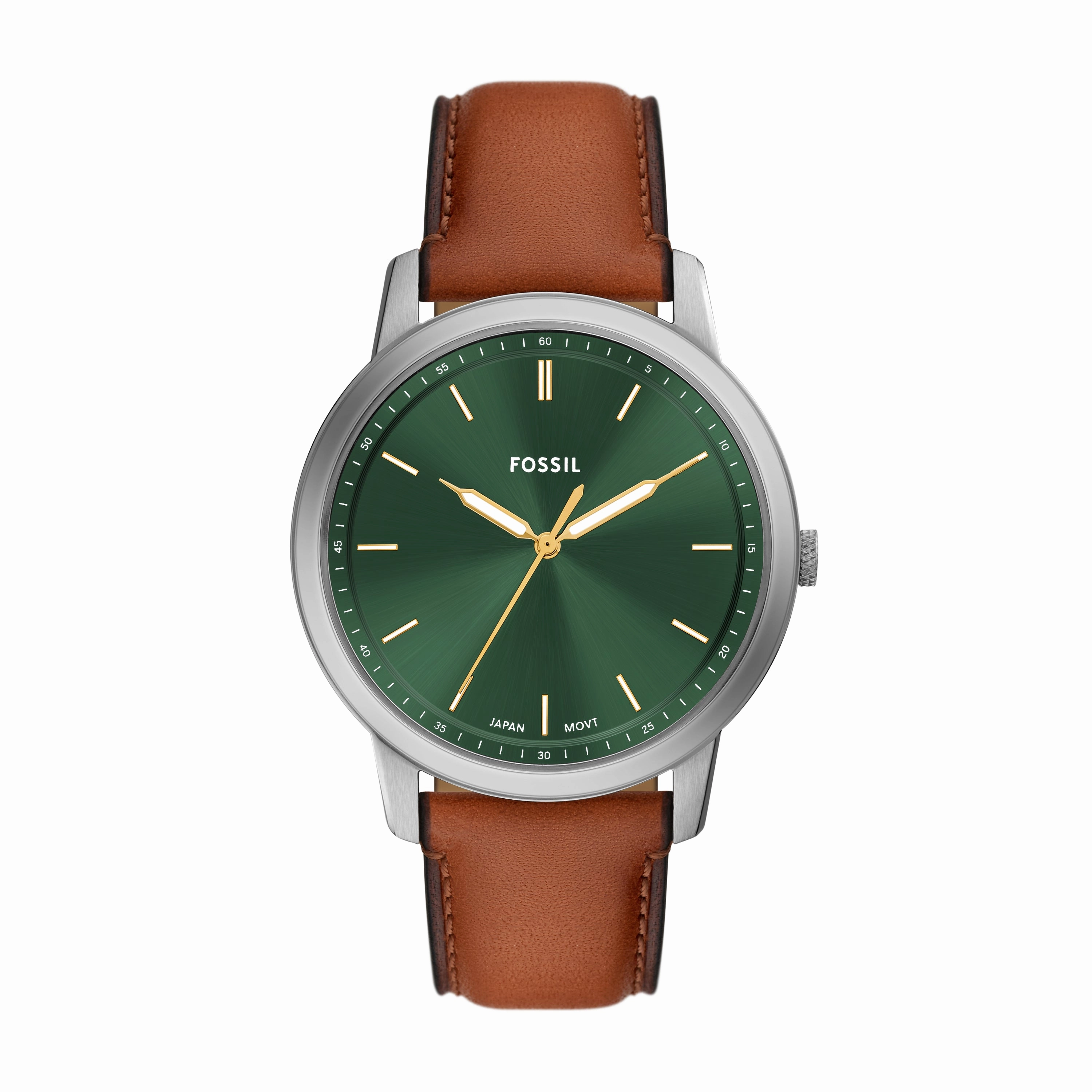 Minimalist Three-Hand Brown Leather Watch