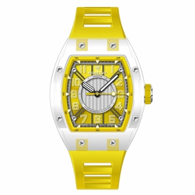Monteva Oval Gents Yellow Dial Watch with Yellow Rubber Strap