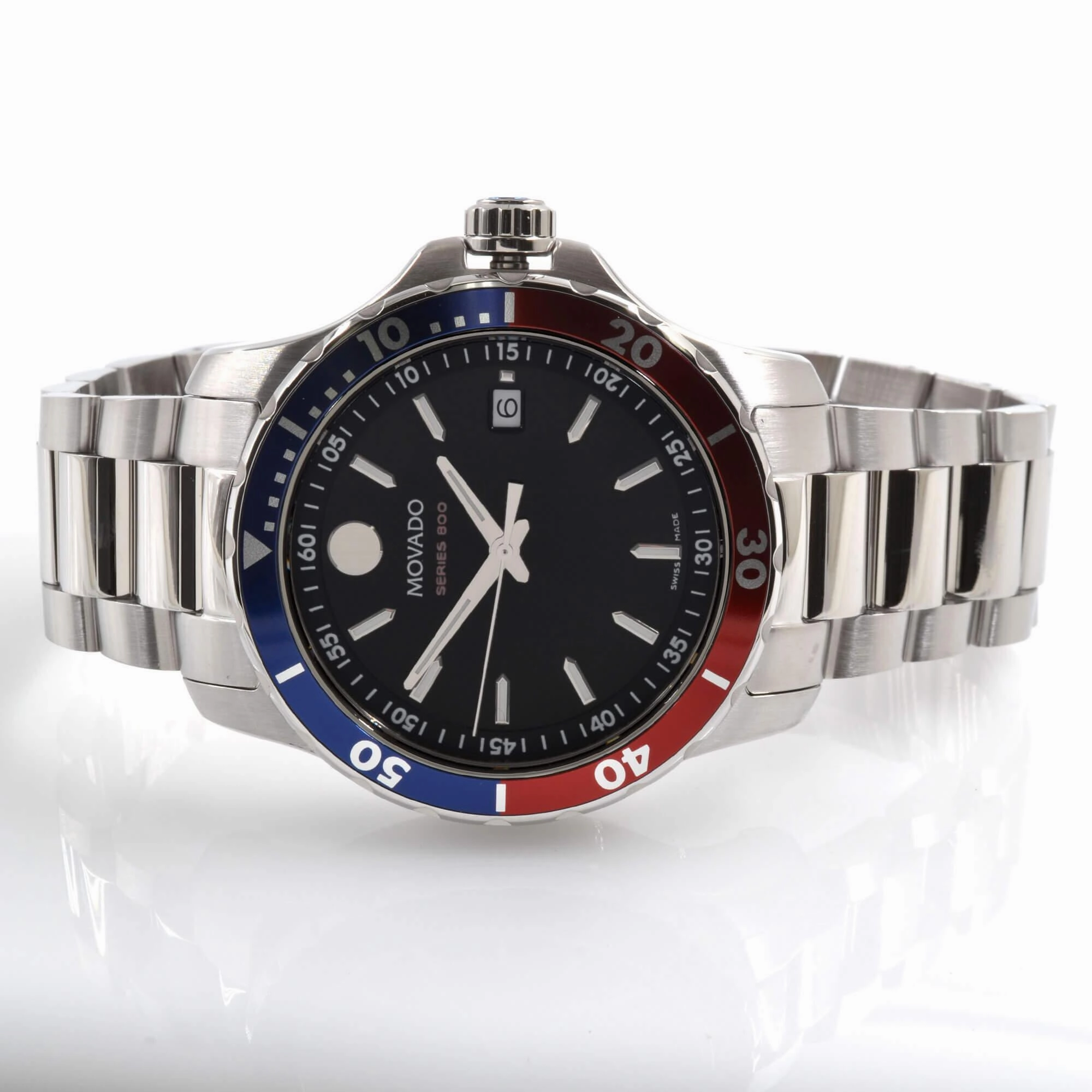 Movado Men's Quartz Watch - Series 800 Rotating Bezel Black Dial Bracelet | 2600152