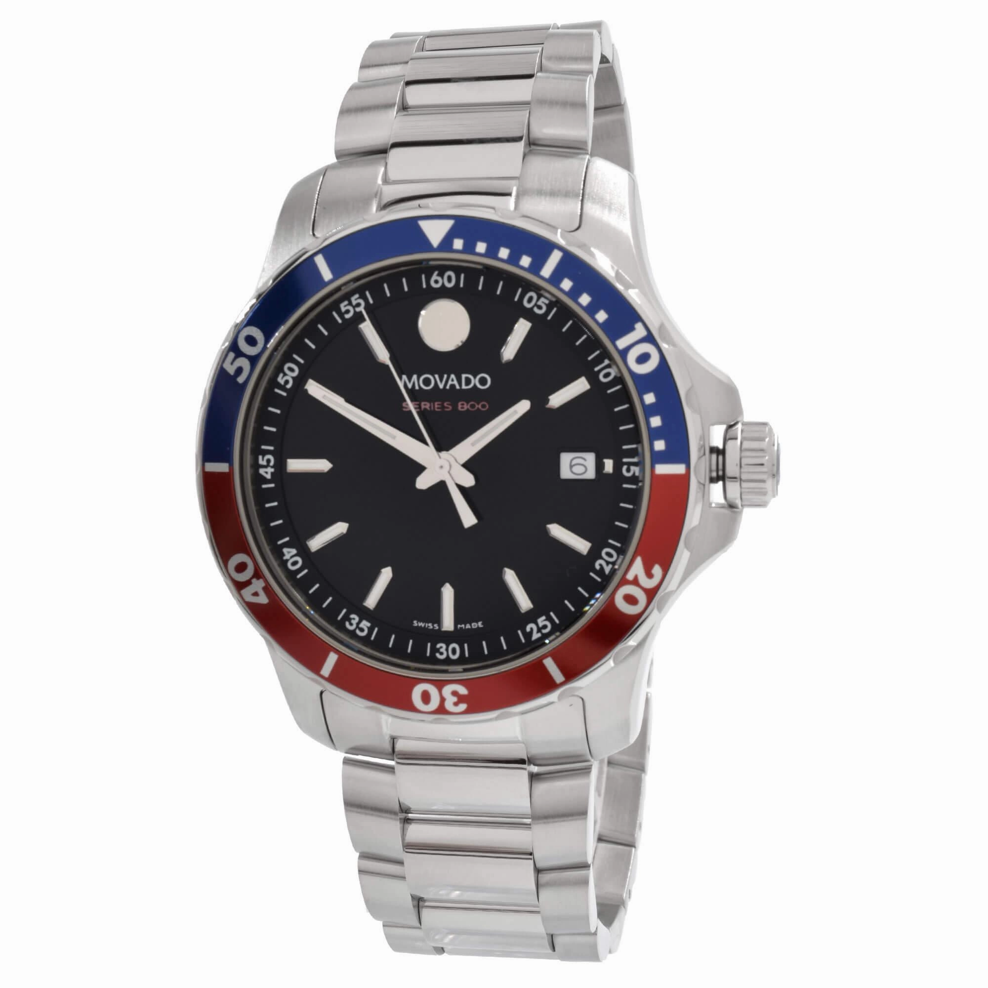 Movado Men's Quartz Watch - Series 800 Rotating Bezel Black Dial Bracelet | 2600152