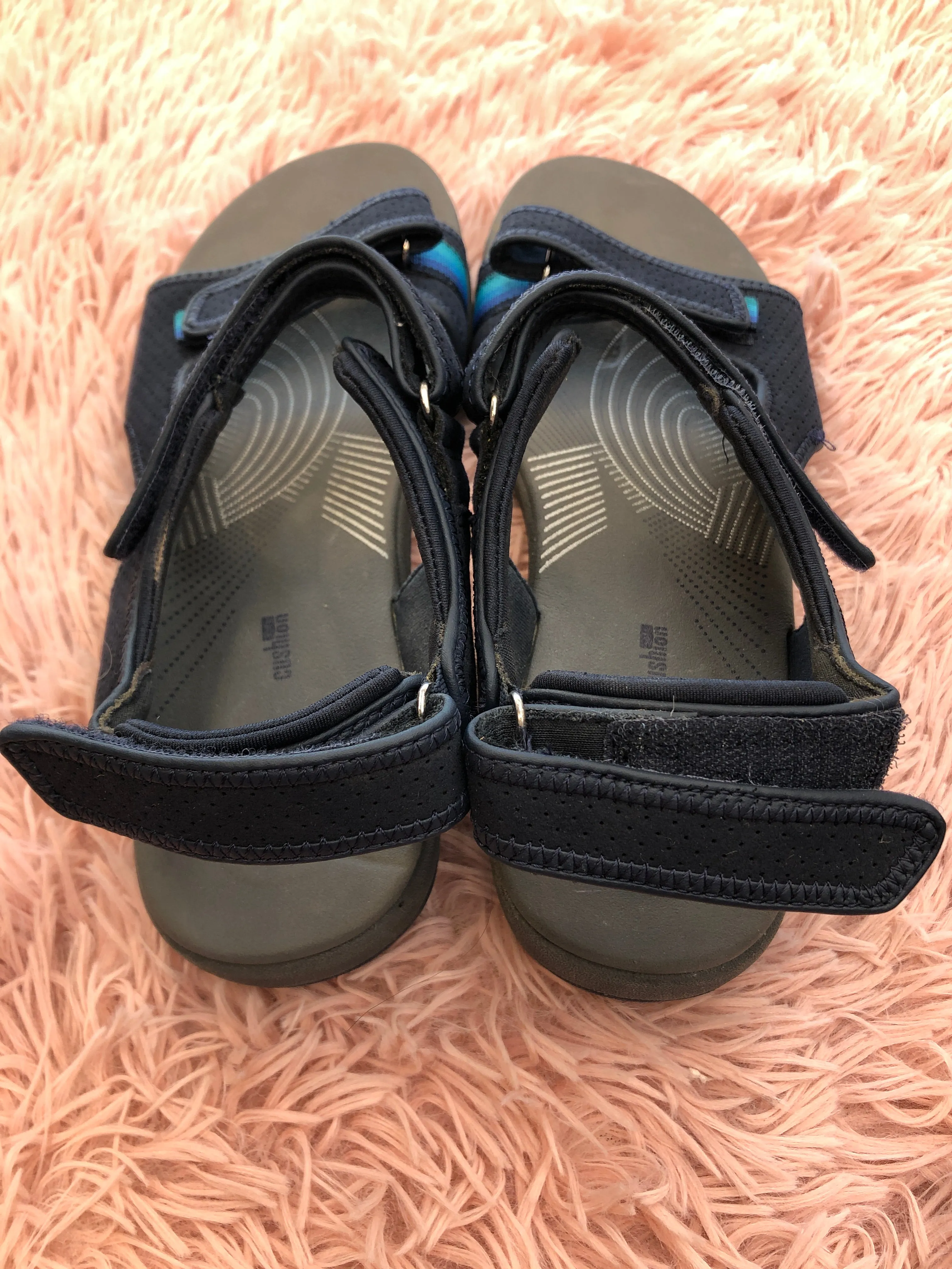 Navy Sandals Flats Clarks, Size 10 clarks