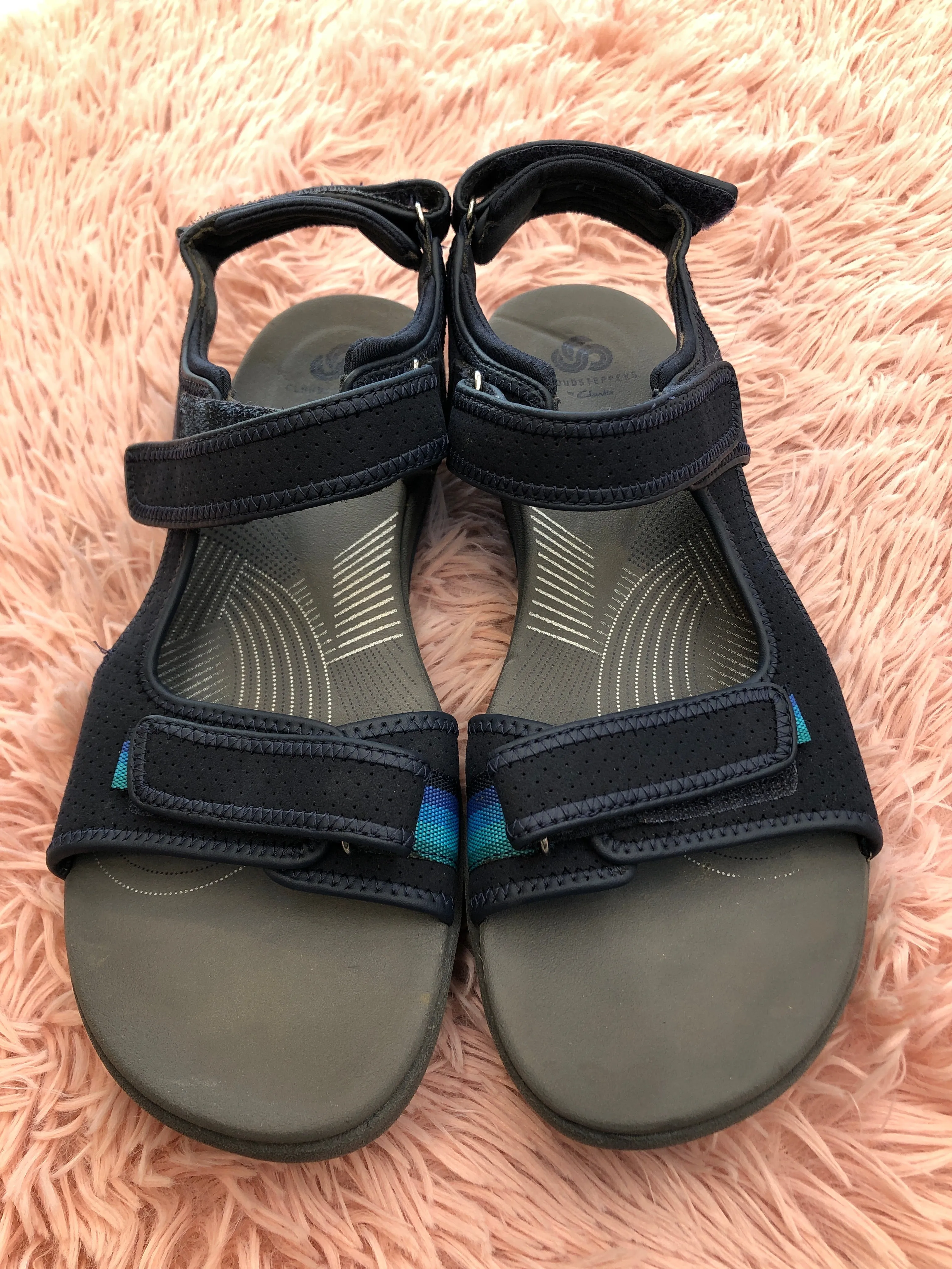 Navy Sandals Flats Clarks, Size 10 clarks