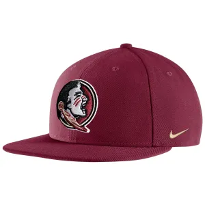 Nike 2023 Seminole Logo Under Visor Flat Bill Snapback Cap - Garnet Nike Hats