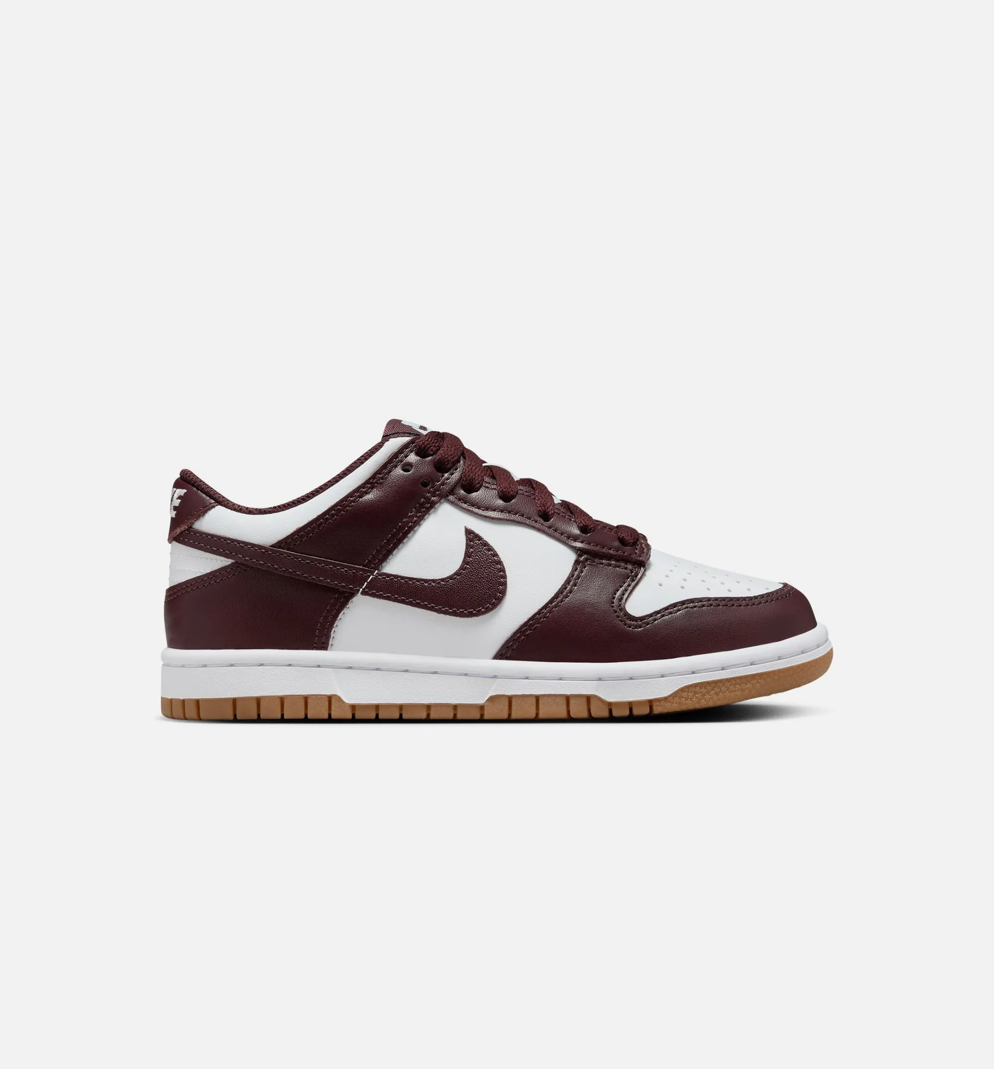 Nike Clothing Dunk Low Coffee Brown Grade School Lifestyle Shoe - White/Burgundy Crush/Gum Light Brown