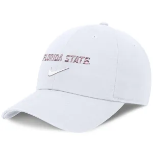 Nike Florida State Dri-fit Club Unstructured Swooshflex Cap - White