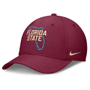 Nike Florida State/State of Florida Outline Design Structured Swooshflex Cap - Garnet Nike Hats
