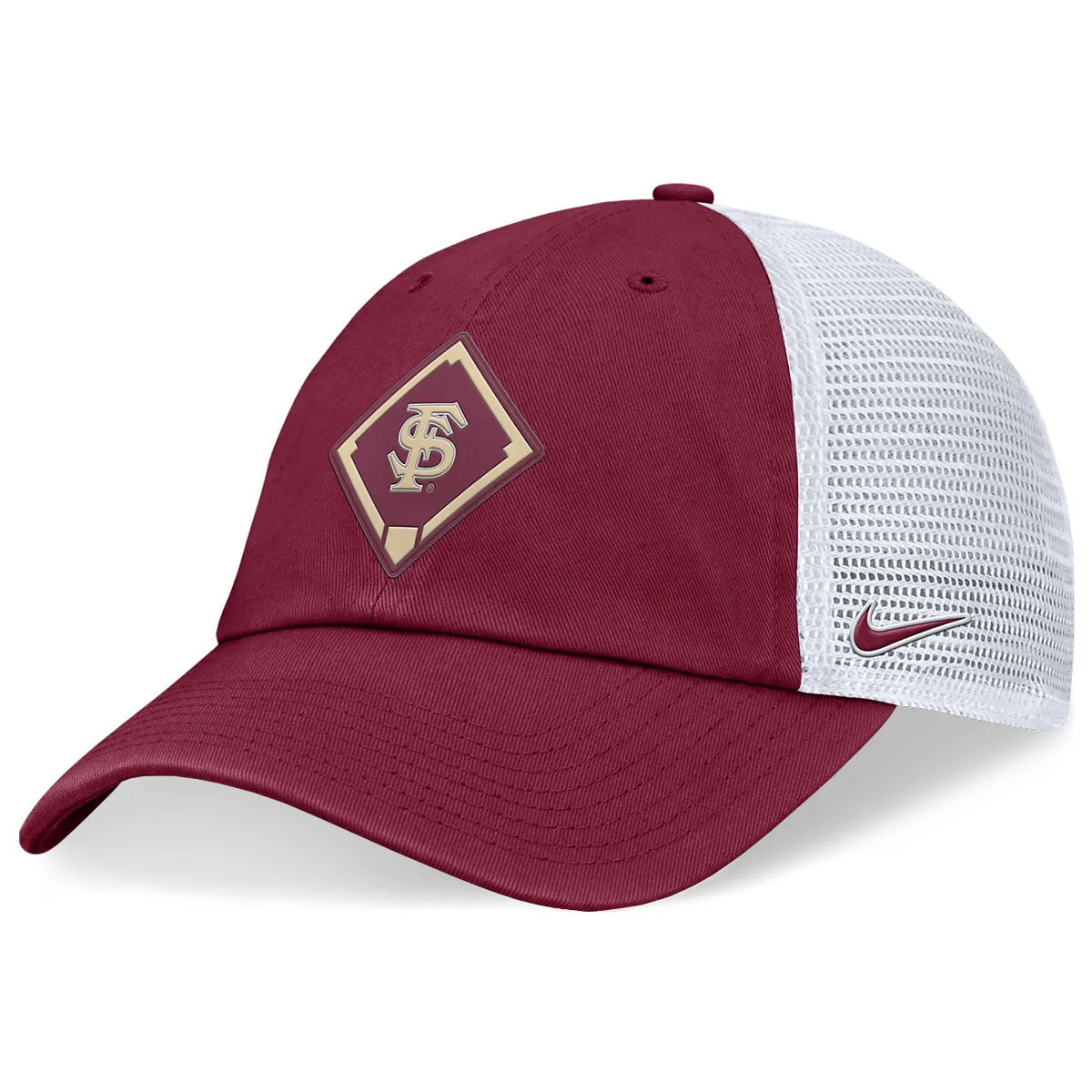 Nike Interlocking FS Baseball Diamond Design Adjustable Unstructured Trucker - Garnet/White Nike Hats