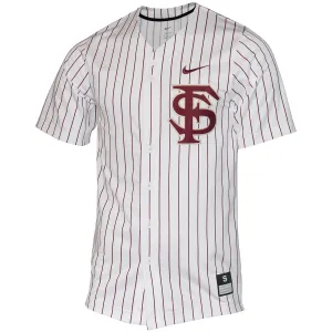 Nike Men's Florida State 2025 FS Logo Pinstripe Baseball Jersey - White