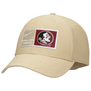 Nike Men's Florida State Seminoles/Seminole Logo Patch Adjustable Dri-fit Club Structured Cap - Vegas Gold