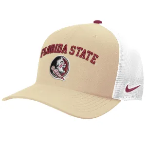 Nike Men's Florida State/Seminole Logo Adjustable Rise Structured Trucker Cap - Vegas Gold/White
