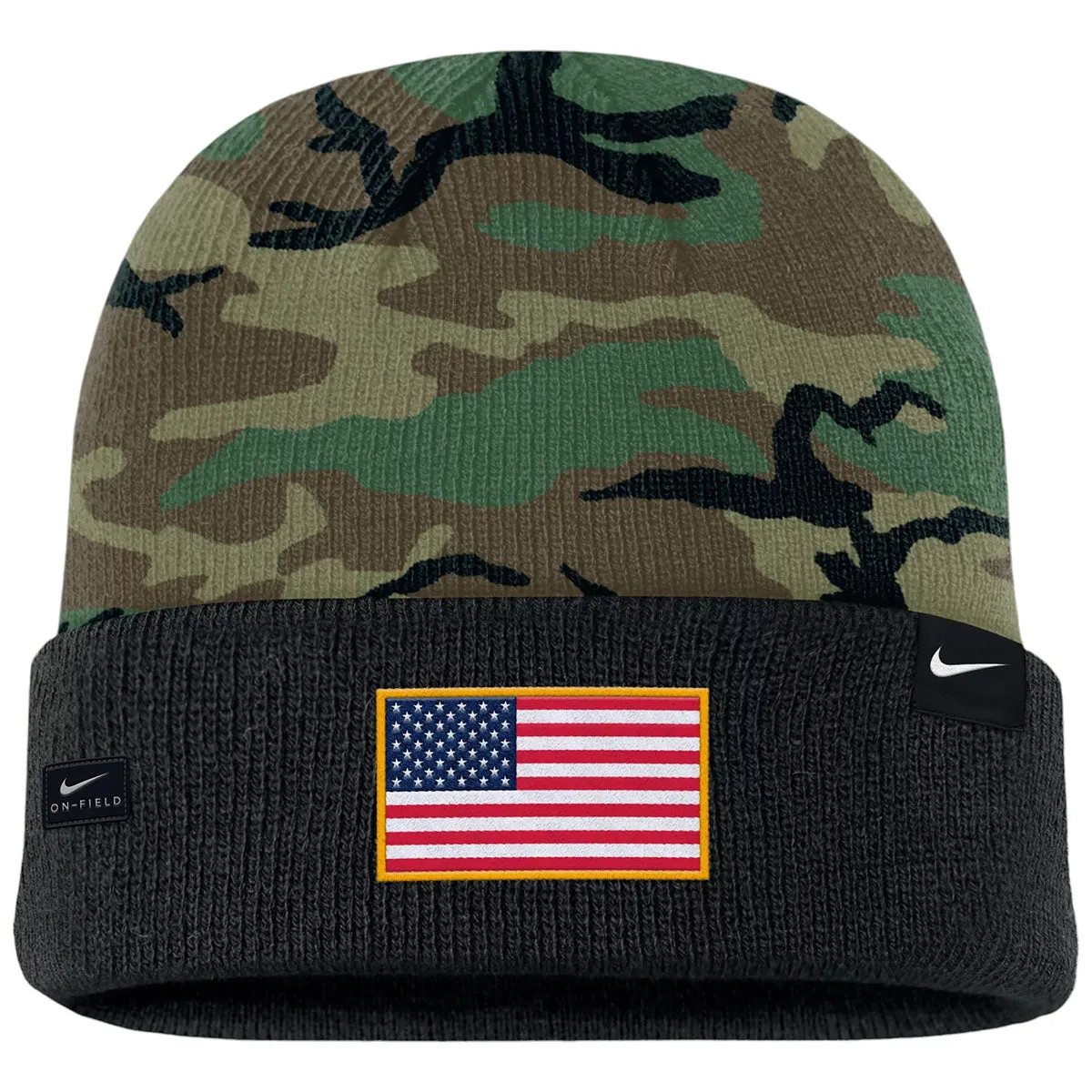 Nike Men's Seminole Logo Cuff Knit Military Beanie - Camo/Black