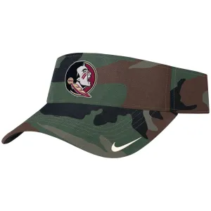 Nike Men's Seminole Logo Dri-fit Ace Adjustable Military Visor - Camo Nike Hats