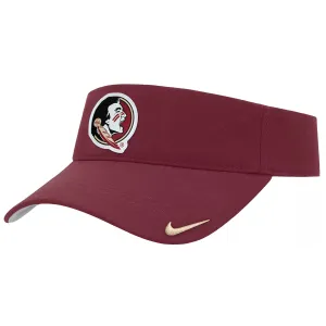 Nike Men's Seminole Logo Patch Adjustable Dri-fit Ace Swoosh Visor - Garnet Nike Hats
