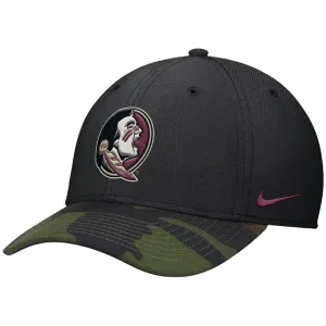 Nike Men's Seminole Logo Rise Swooshflex Military Cap - Black/Camo Nike Hats
