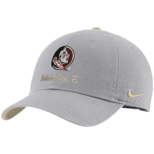 Nike Men's Seminole Logo Tallahassee FL Adjustable Club Structured Cap - Wolf Grey