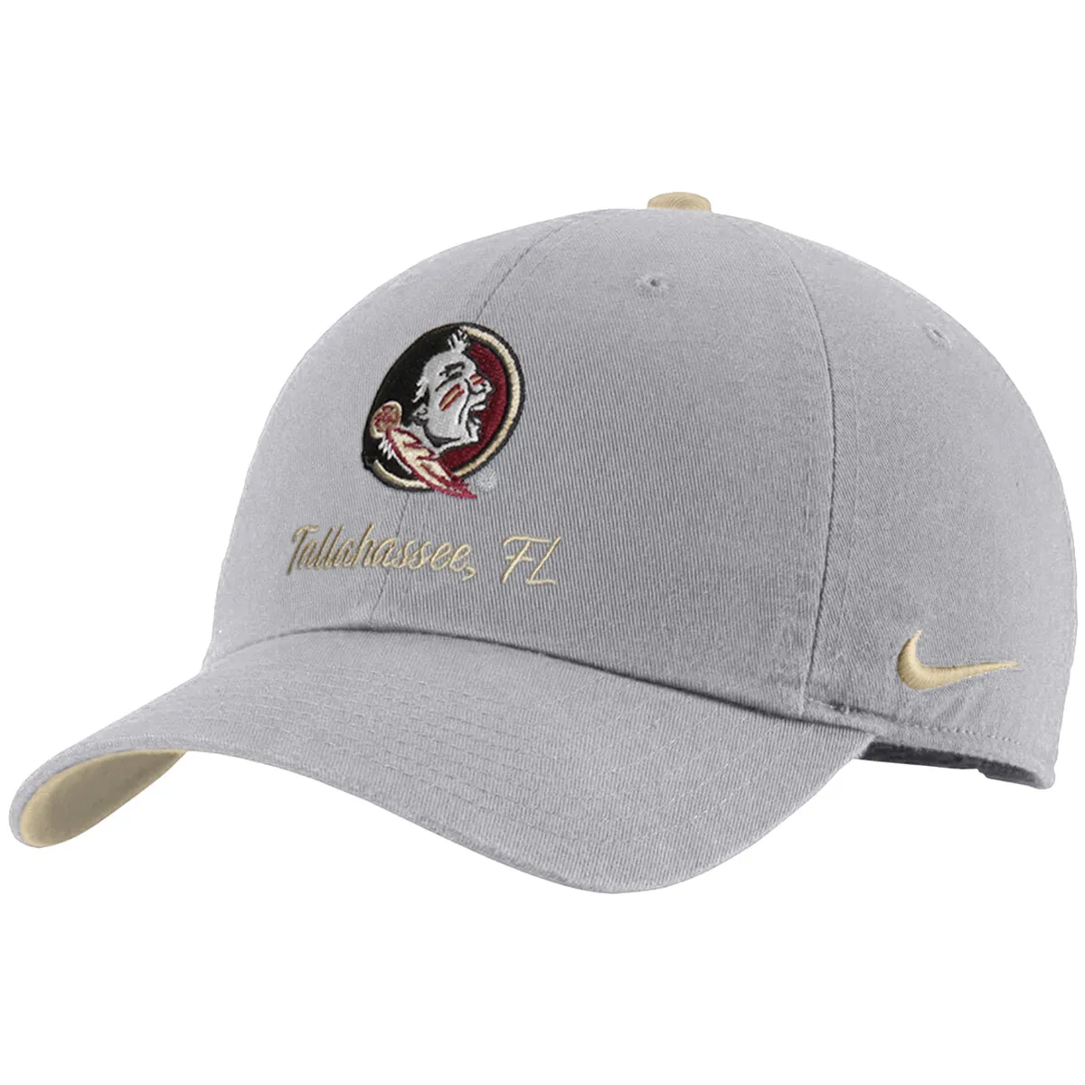 Nike Men's Seminole Logo Tallahassee FL Adjustable Club Structured Cap - Wolf Grey