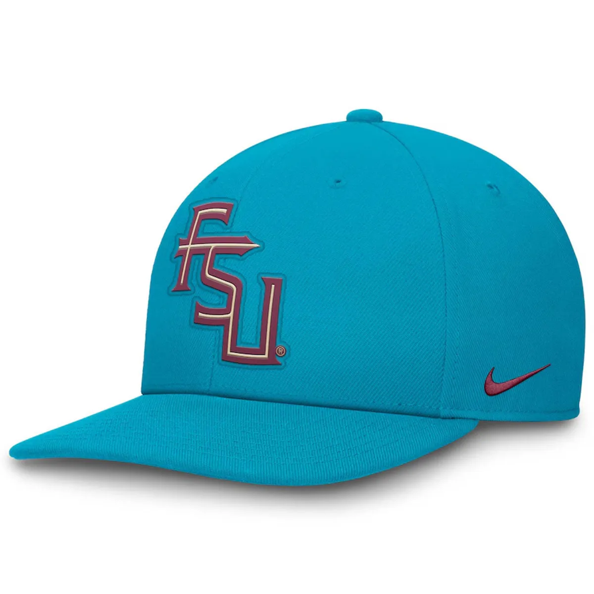 Nike Men's Stacked FSU Adjustable Flat Brim Snapback Cap - Turquoise Nike Hats