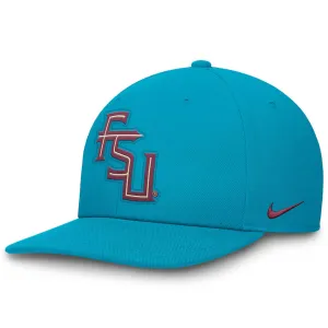 Nike Men's Stacked FSU Adjustable Flat Brim Snapback Cap - Turquoise Nike Hats
