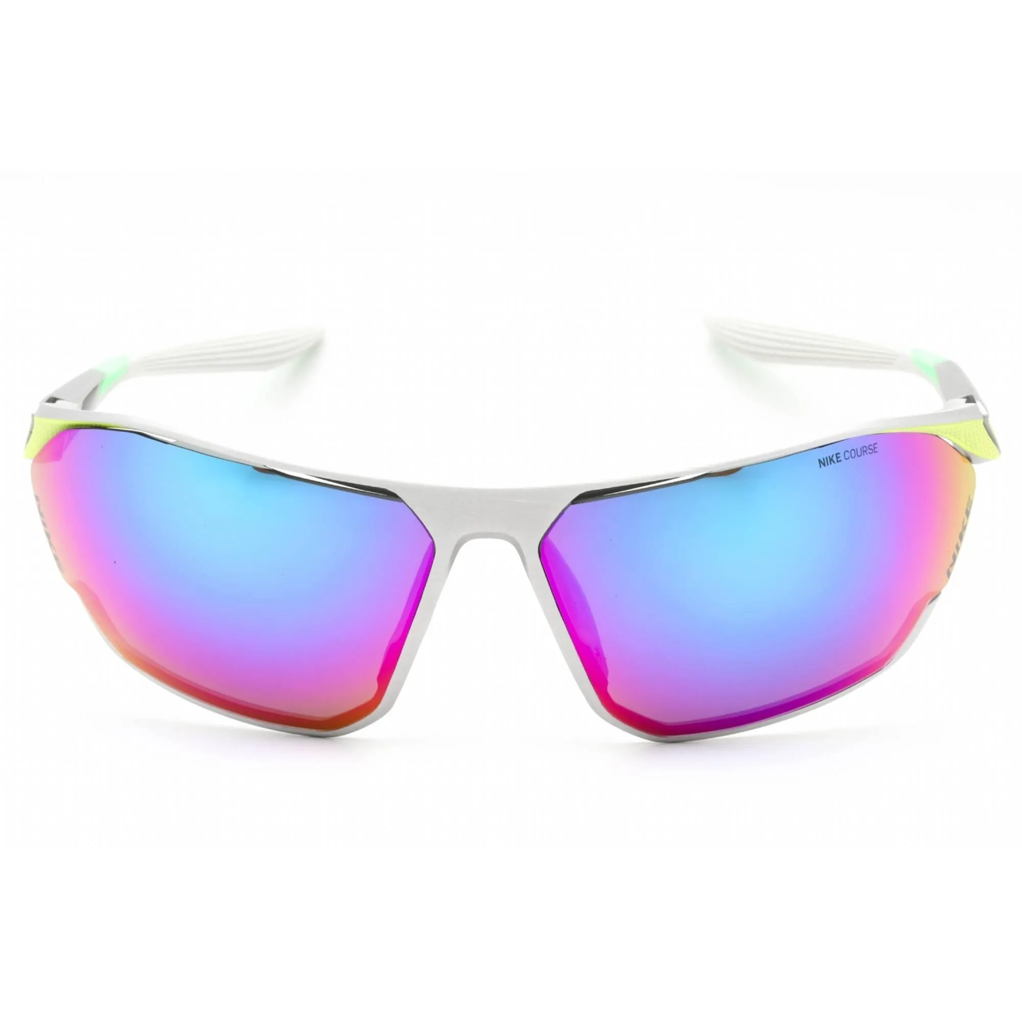 Nike Men's Sunglasses - Brushed Silver Plastic Sport Wraparound Frame | DC3407 011 Nike Sunglasses