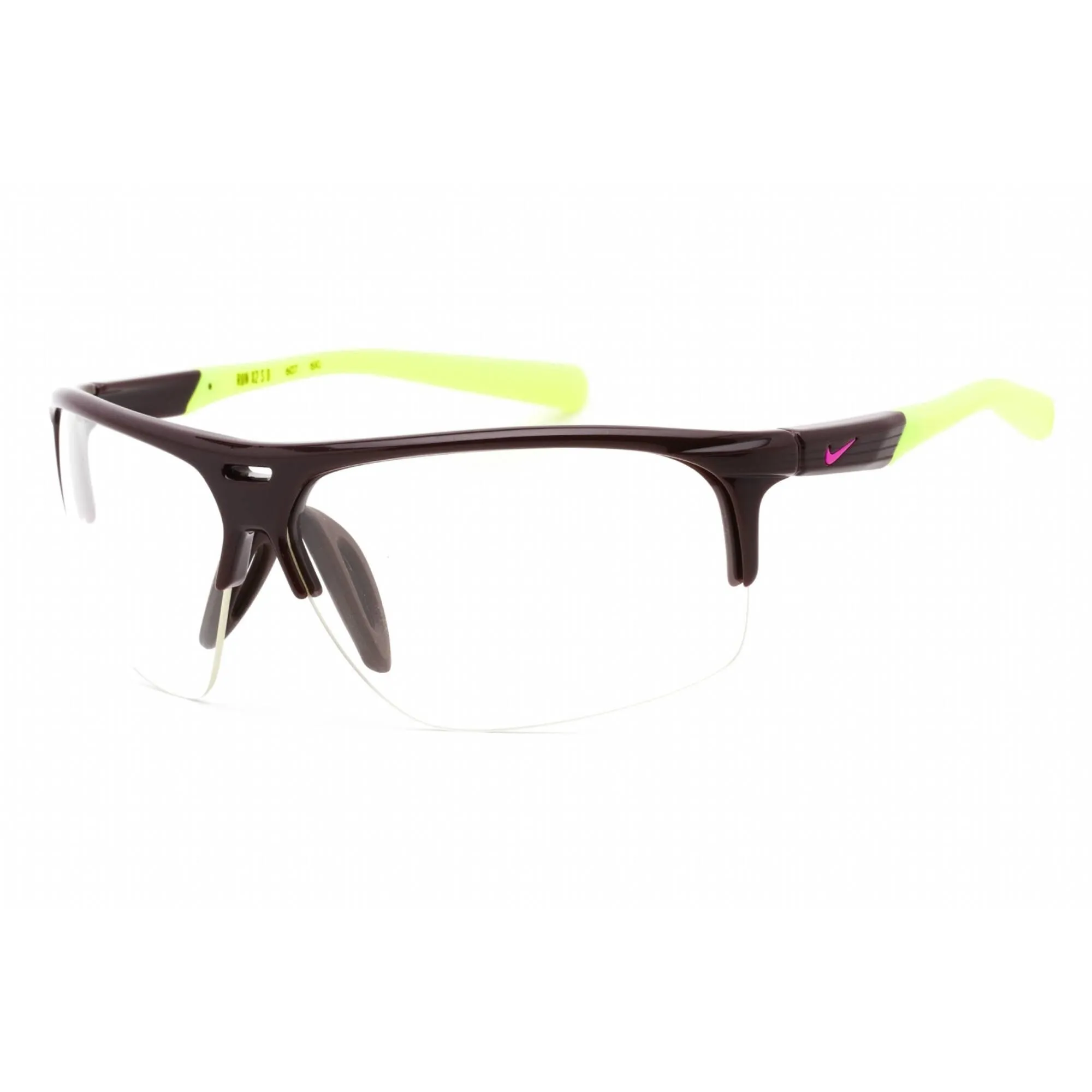 Nike Men's Sunglasses - Half Rim Deep Burgundy Plastic Wraparound | RUN X2 S D 607 Nike Sunglasses
