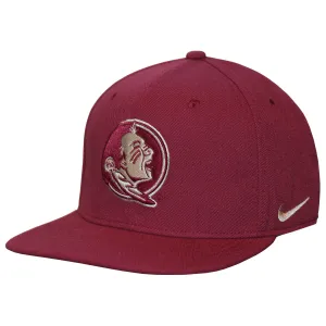 Nike Seminole Logo Adjustable Structured Flatbill Snapback Cap - Garnet Nike Hats