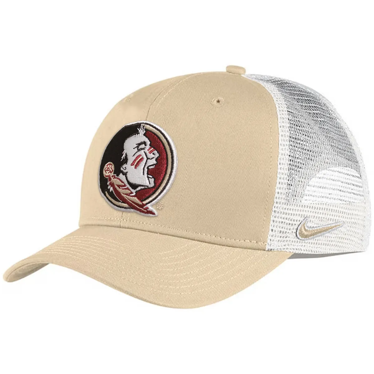 Nike Seminole Logo Adjustable Structured Trucker Cap - Vegas Gold/White Nike Hats