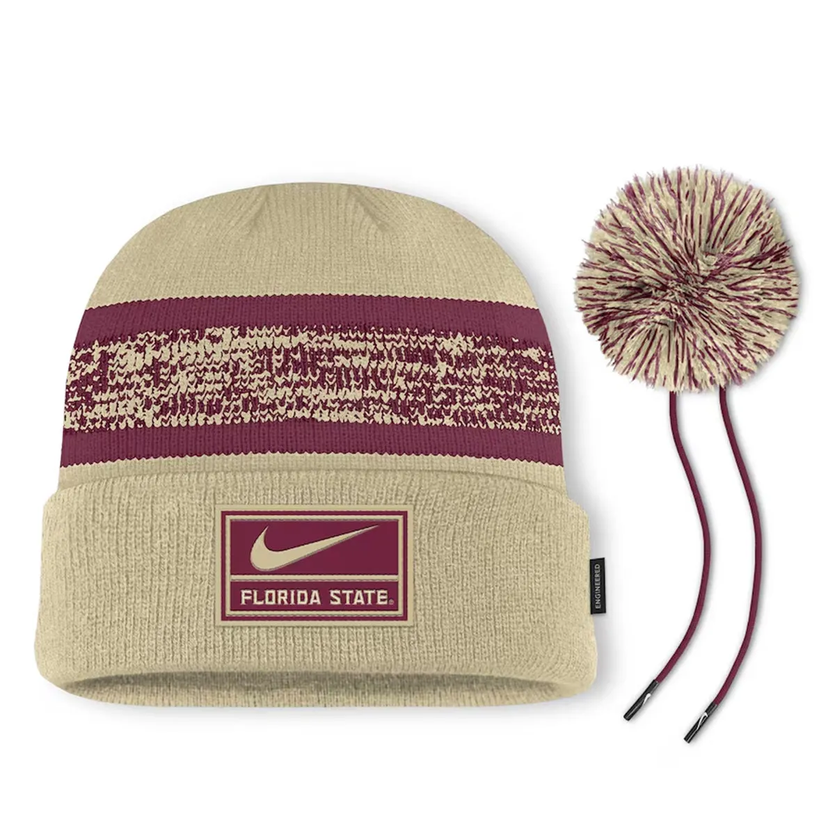 Nike Seminole Logo Cuff Pom Knit Cap - Gold/Garnet