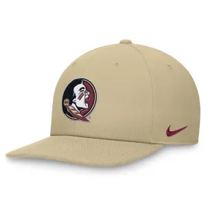 Nike Seminole Logo Dri-fit Adjustable Pro Structured Square Bill Cap - Vegas Gold Nike Hats