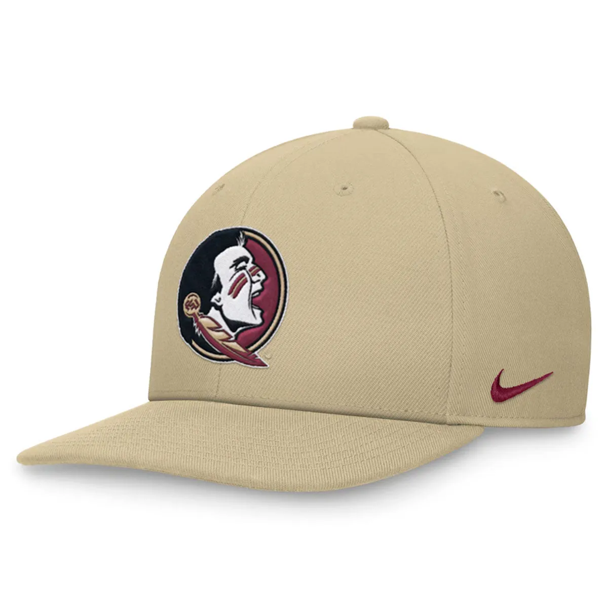 Nike Seminole Logo Dri-fit Pro Structured Square Bill Adjustable Cap - Vegas Gold