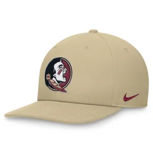 Nike Seminole Logo Dri-fit Pro Structured Square Bill Adjustable Cap - Vegas Gold
