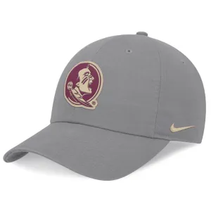 Nike Seminole Logo Patch Adjustable Unstructured Club Cap - Pewter