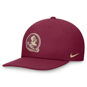 Nike Seminole Logo Patch Dri-fit Pro Structured Square Bill Adjustable Cap - Garnet Nike Hats