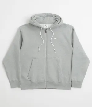 Nike Solo Swoosh Full Zip Hoodie - Dark Grey Heather / White Nike Sportswears