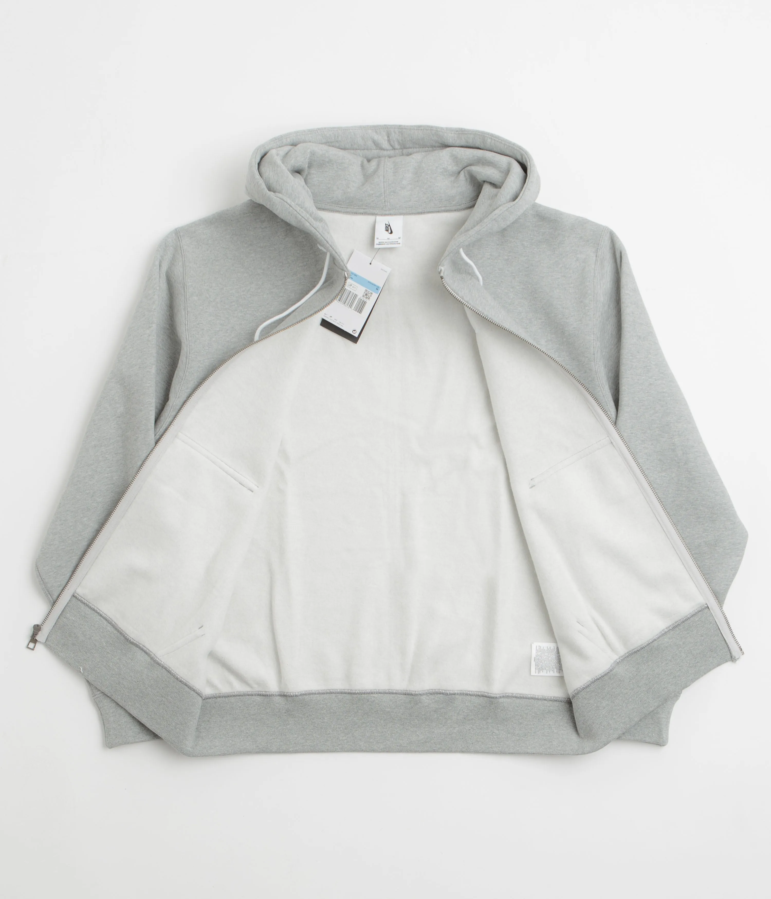 Nike Solo Swoosh Full Zip Hoodie - Dark Grey Heather / White Nike Sportswears